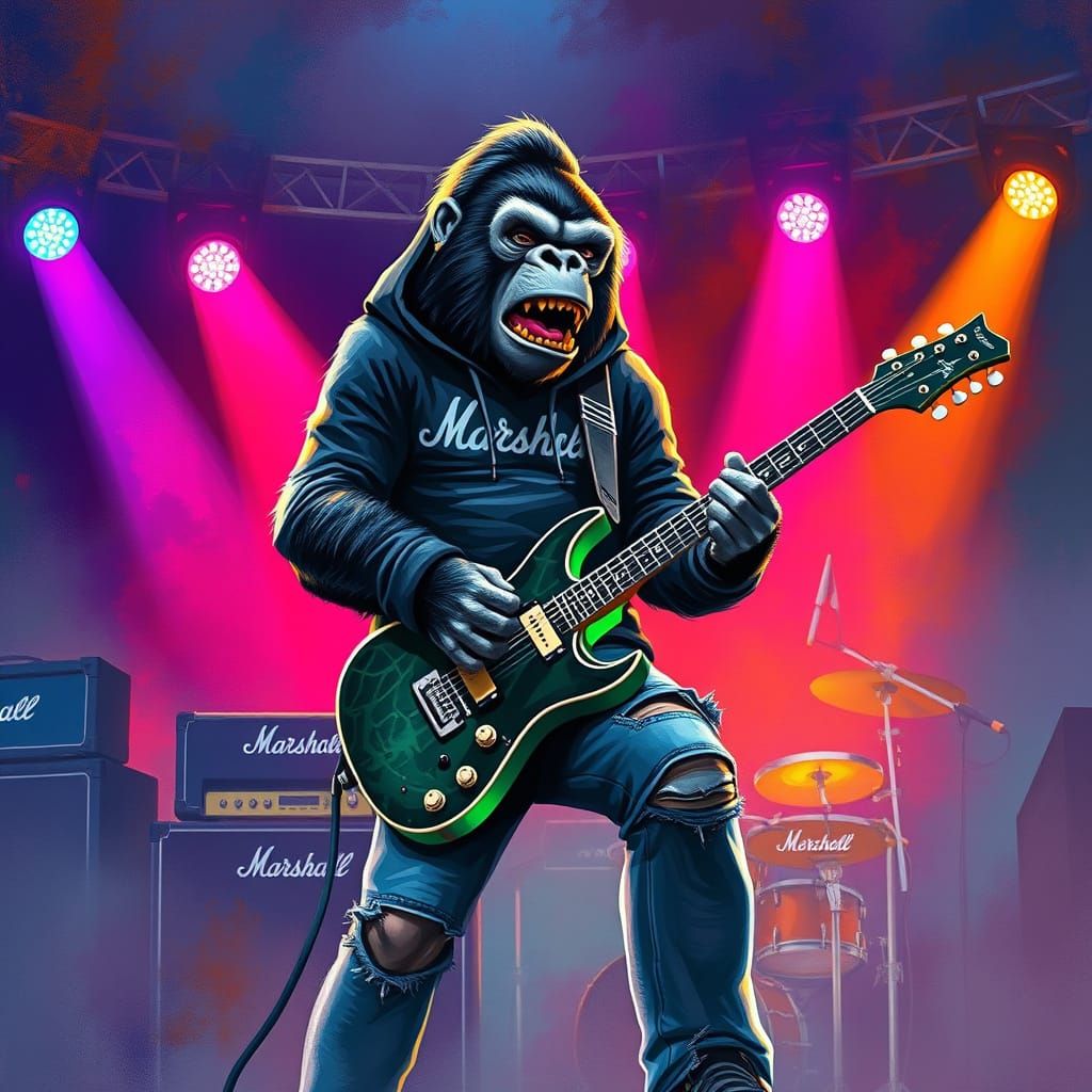 Gorilla Rockstar Shreds on Stage