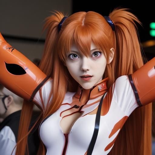 Vampire Cosplaying Asuka at Anime Convention