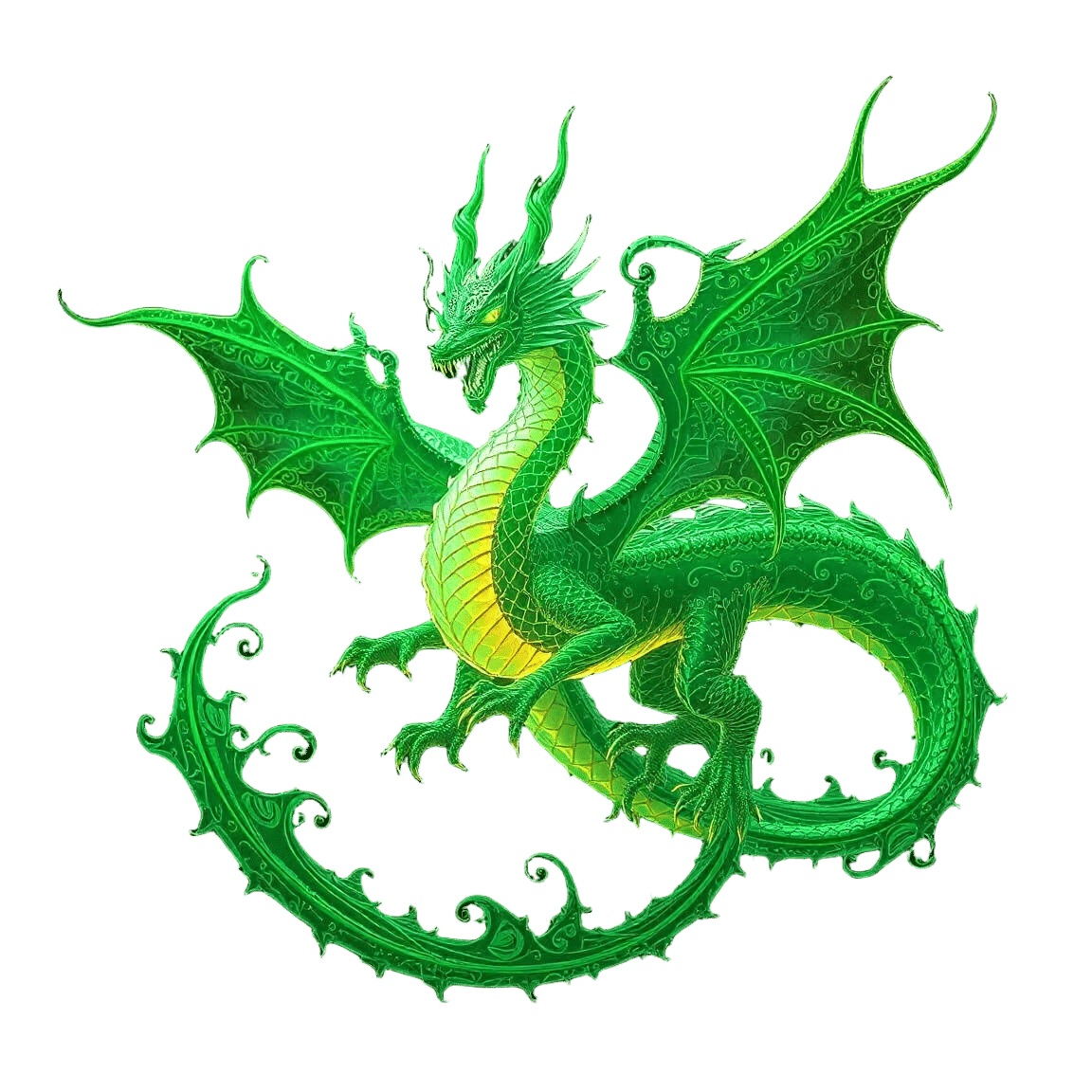 Bioluminescent Dragon with Filigree Design