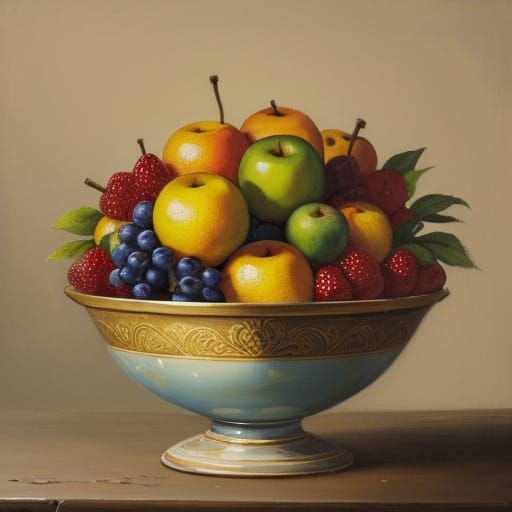 Fruit Bowl Still Life in Dutch Masters Style