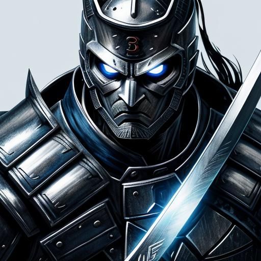 Silver Samurai Portrait in Manga Style