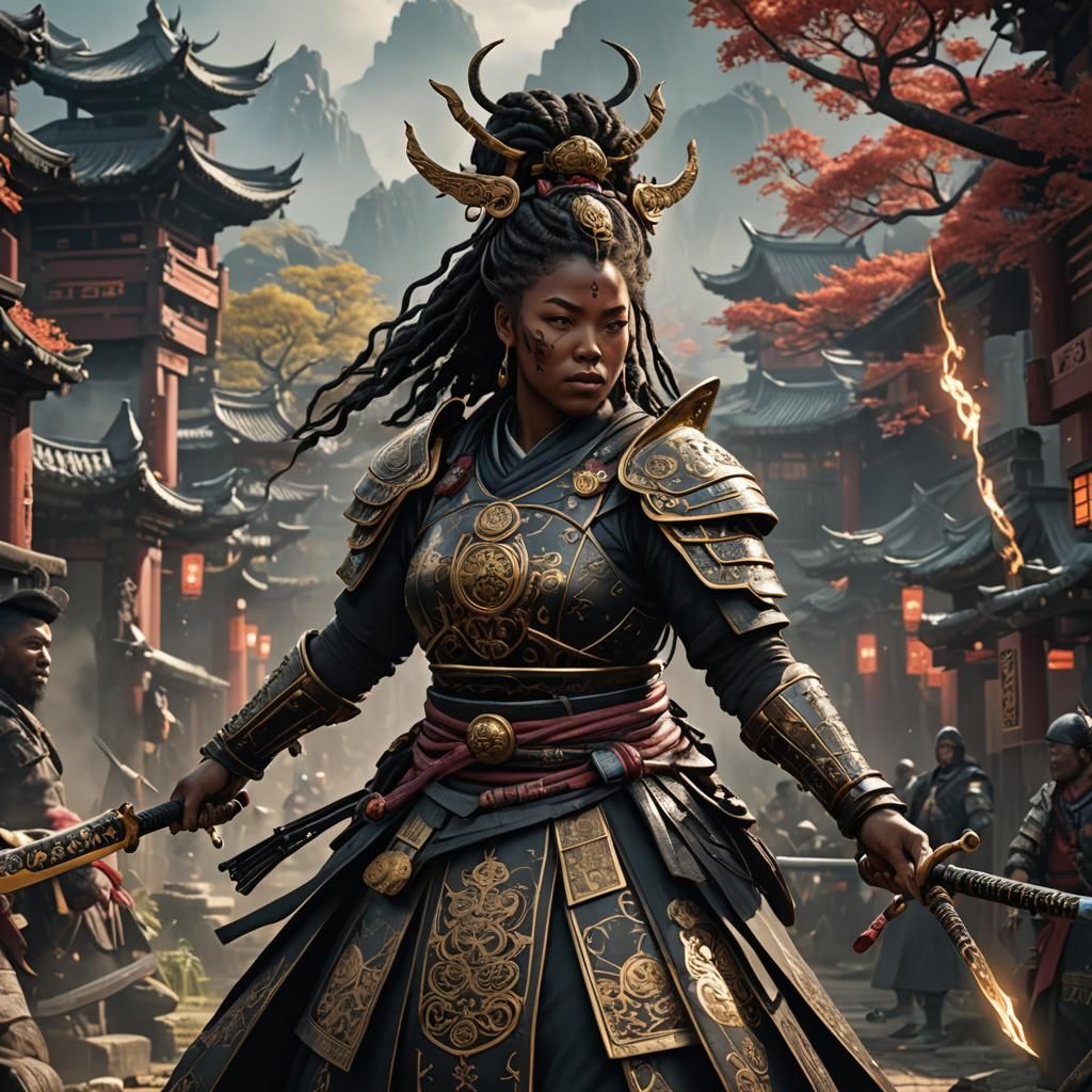 Plus Size Samurai Woman in Detailed Digital Art