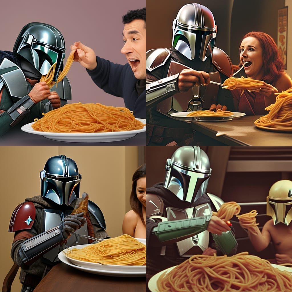 The Mandalorian and Grogu Share Spaghetti
