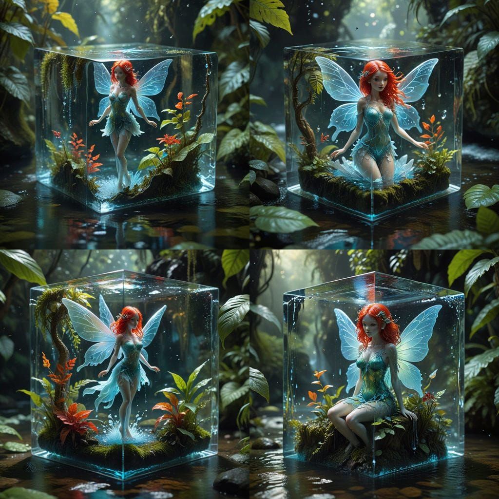 Surreal Bioluminescent Fairy in Whimsical Jungle Setting