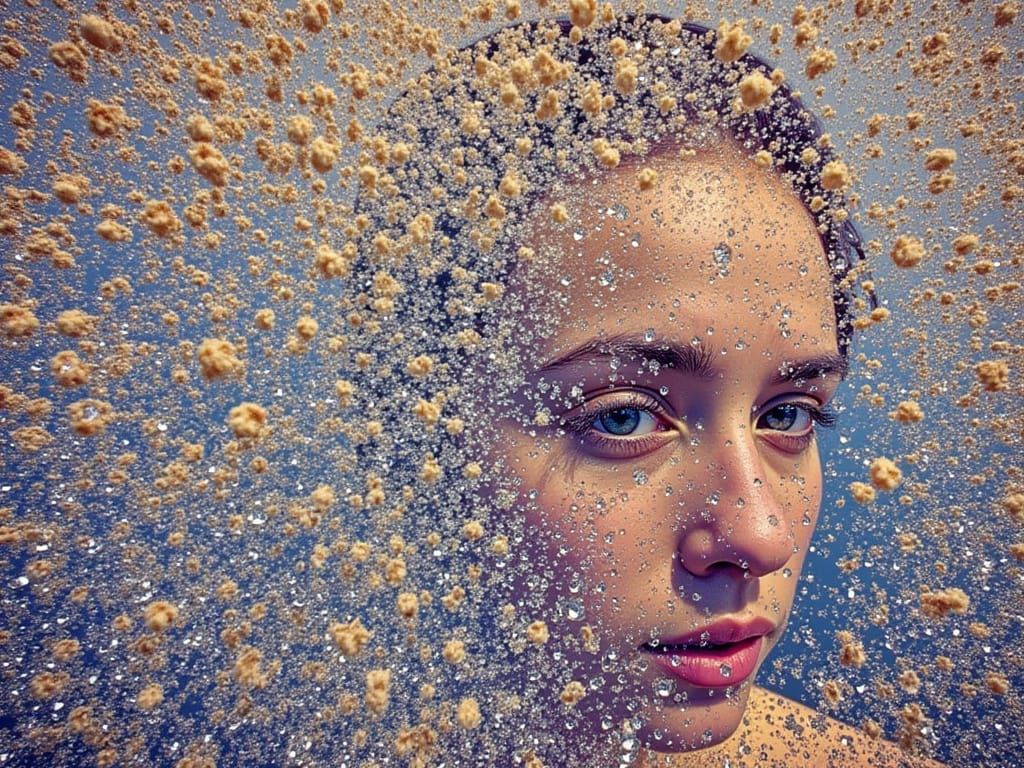 Face Emerges from Ethereal Background in High-Contrast Portr...