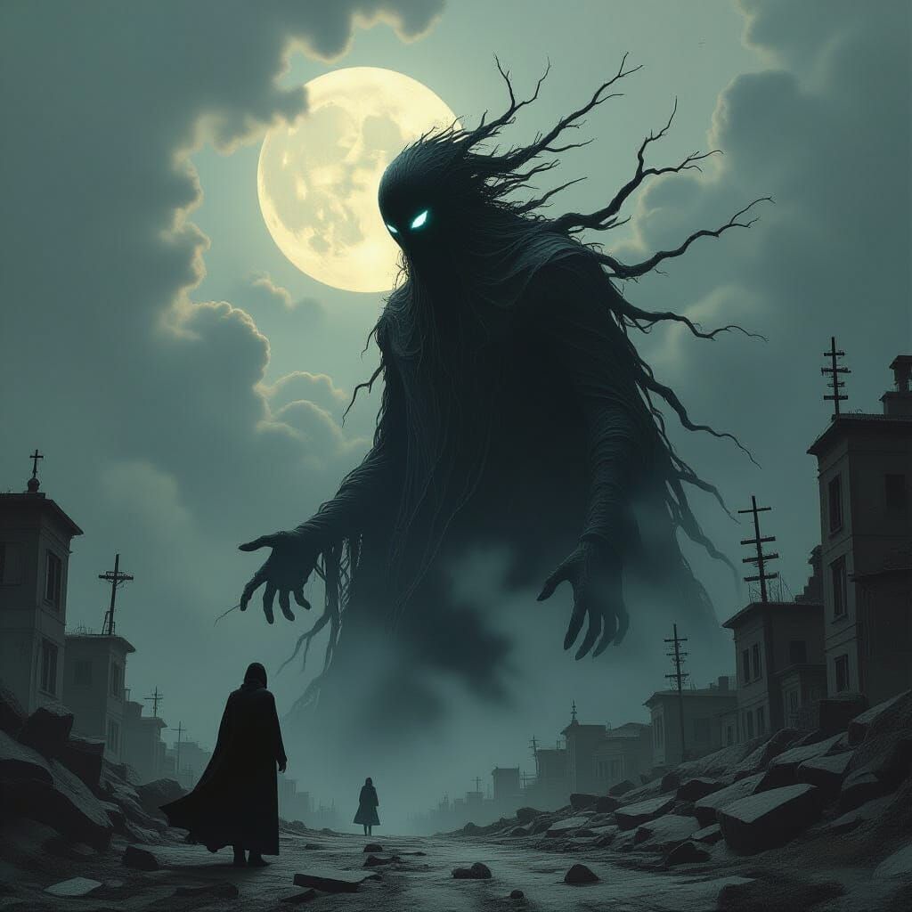 Dark Entity Emerges: A Surreal Nightmare Landscape