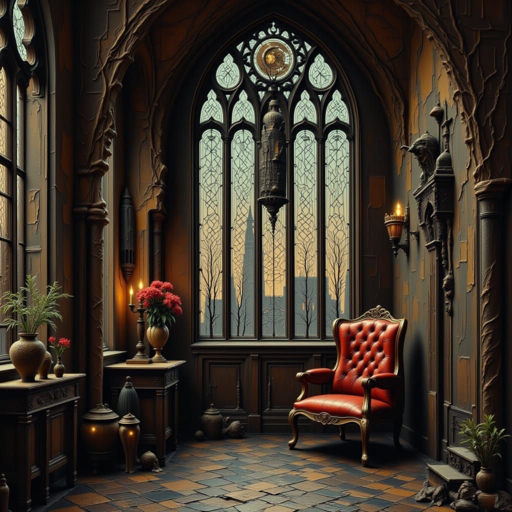 Gothic Beauty Inside a Mansion
