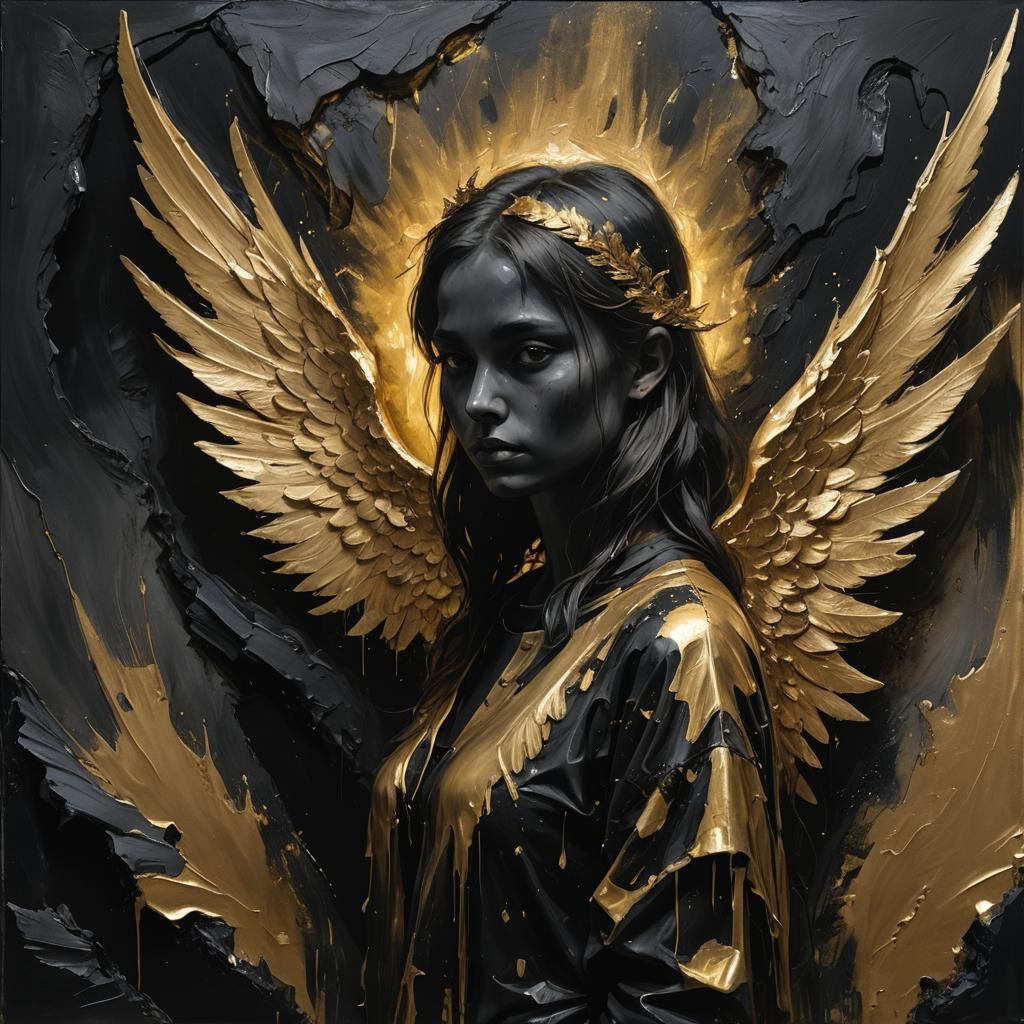 Golden Hope: Girl Emerging from Darkness