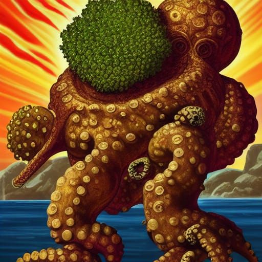 Armored Octopus Dragon Beast in Anime Style