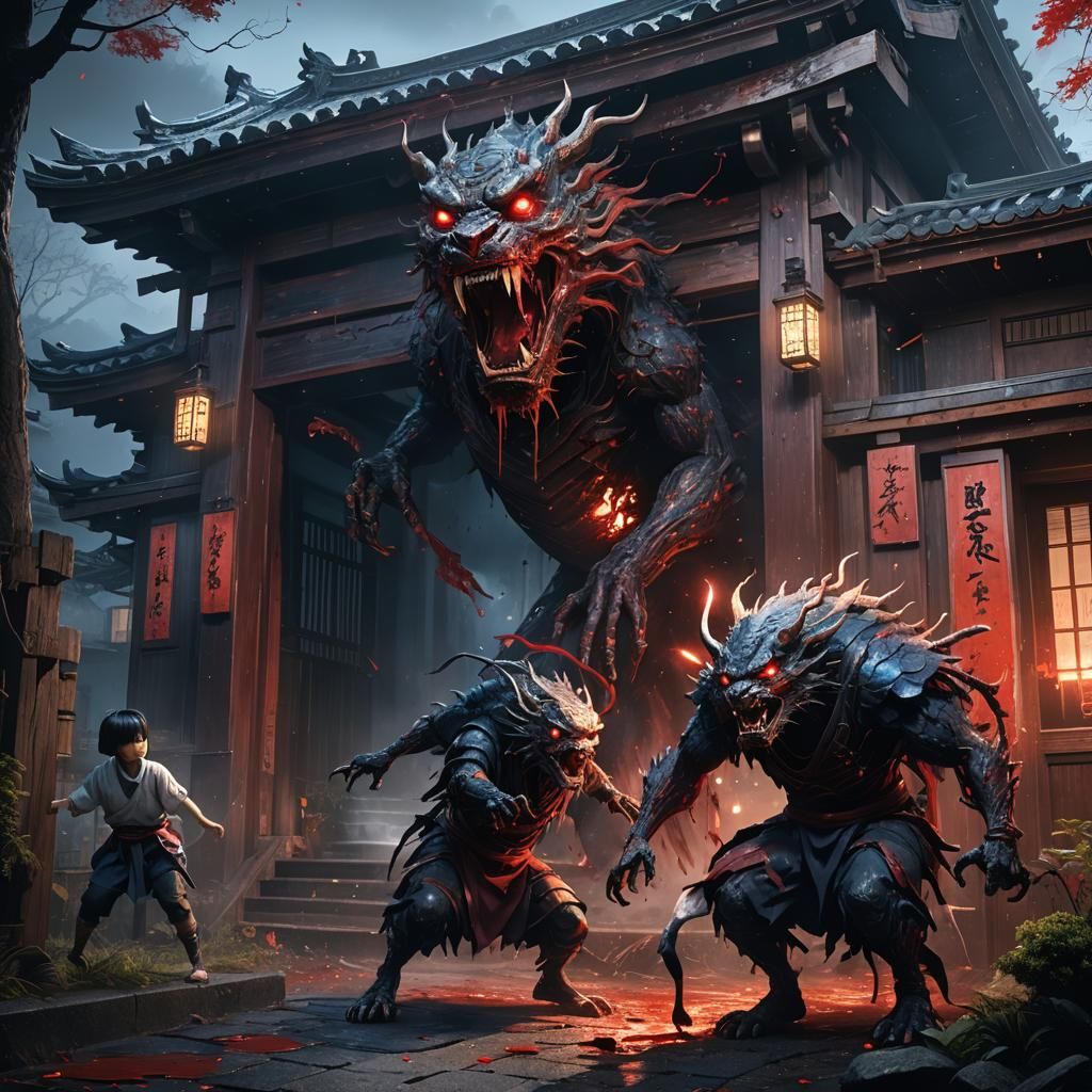 Blood-Soaked Creature Attacks Family in Japanese House