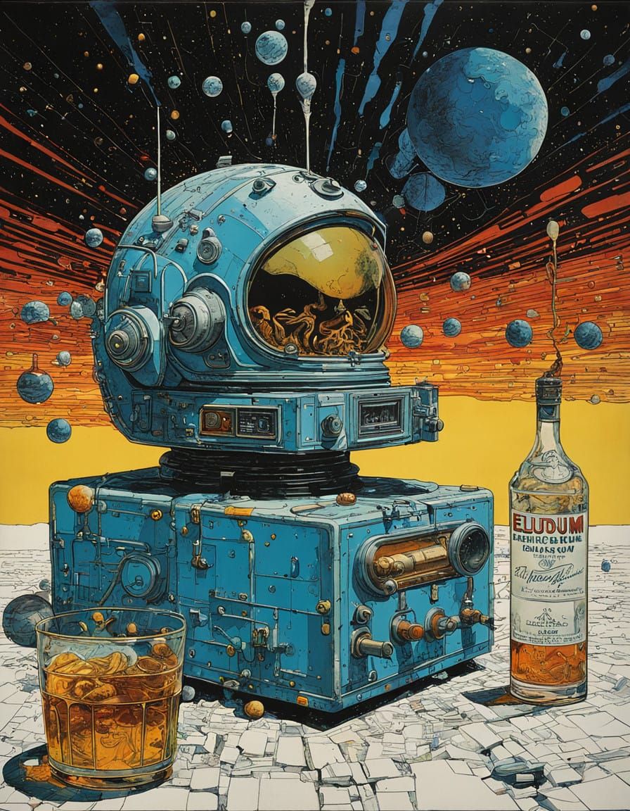 Ethereal Science Fiction Poster in Art Deco Style