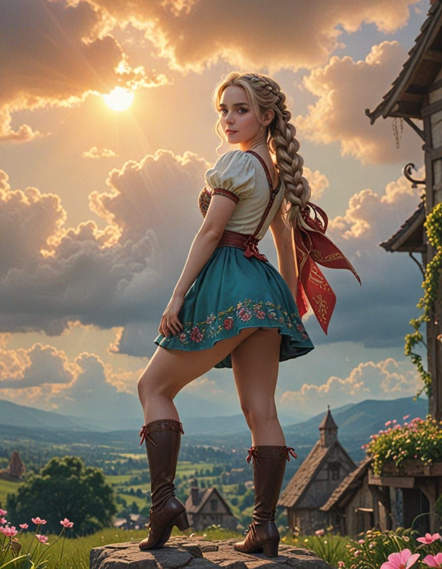 Gorgeous Goblin Goddess in a Field of Flowers