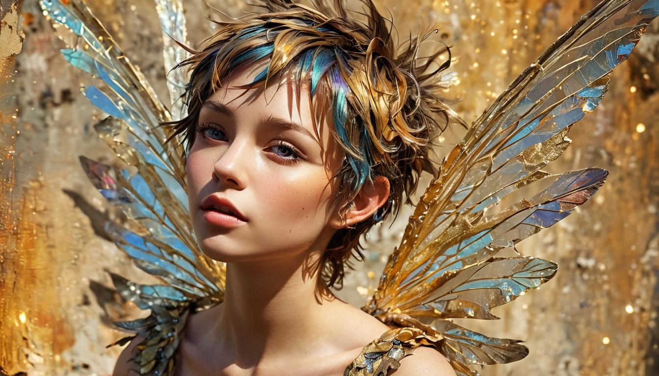 Whimsical Pixie Portrait in Vibrant Textured Art Style