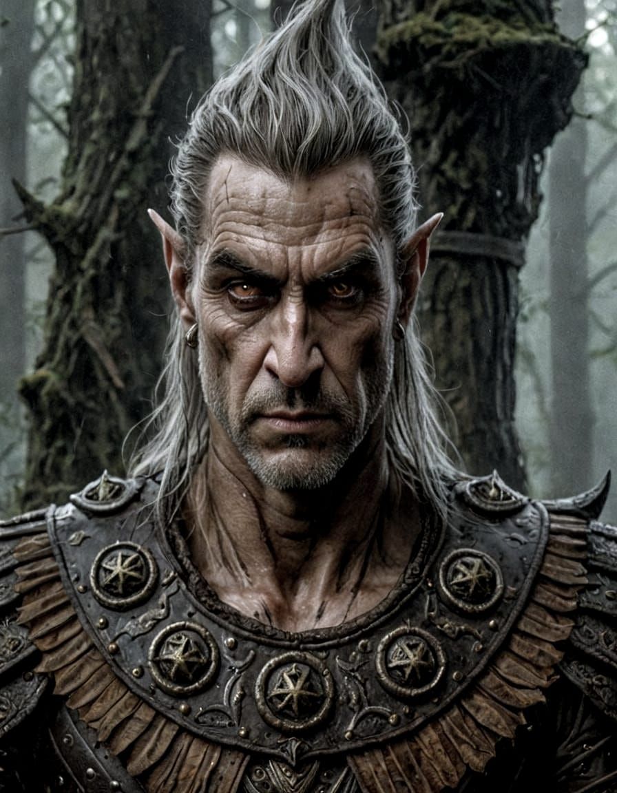 Menacing Male Elf Portrait in Hyperrealistic Style