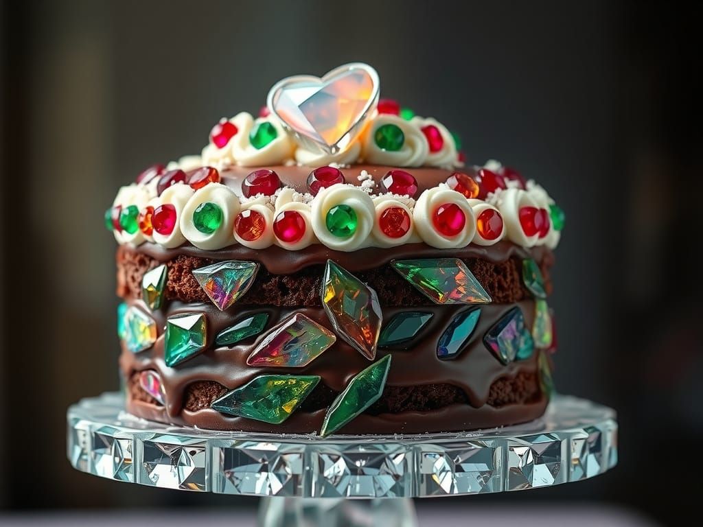 Gemstone Chocolate Cake with Opal Frosting
