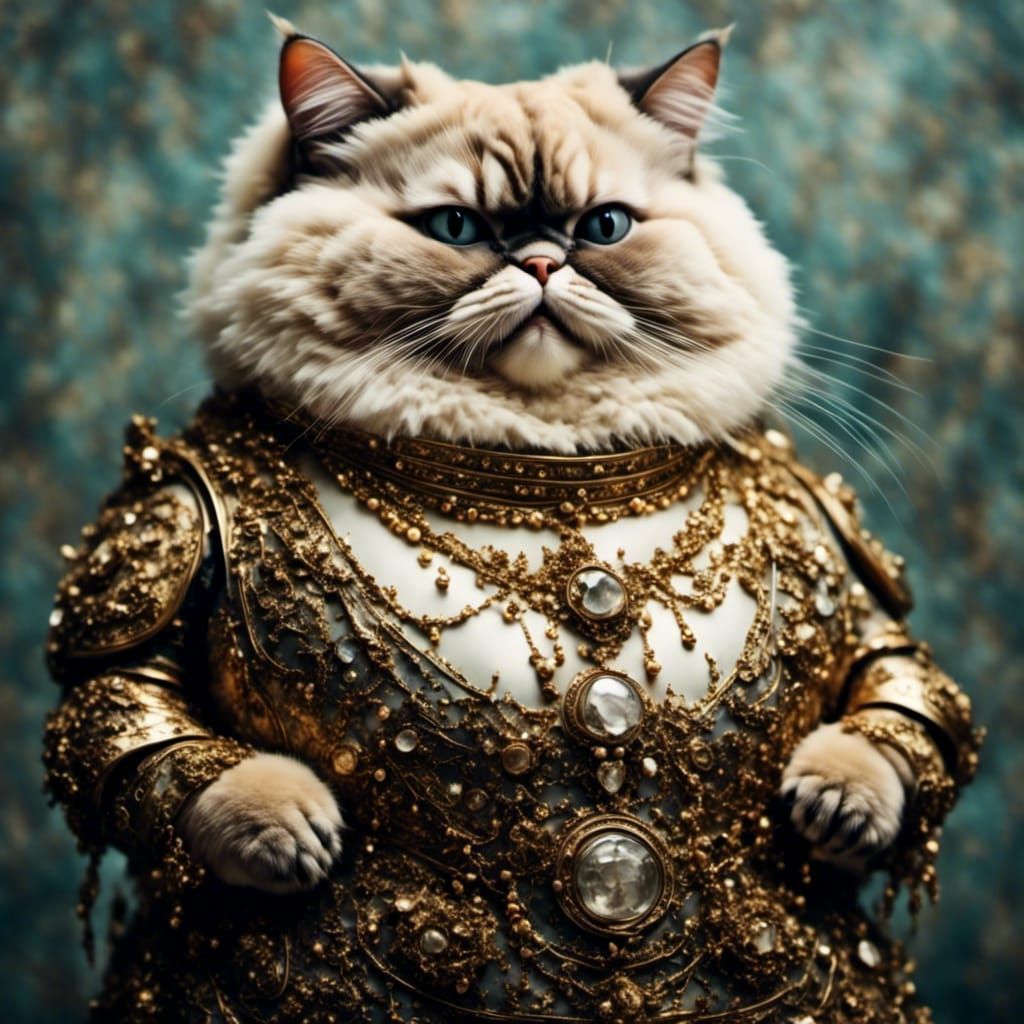 Hip-Hop Kitten with Gold Teeth and Necklace