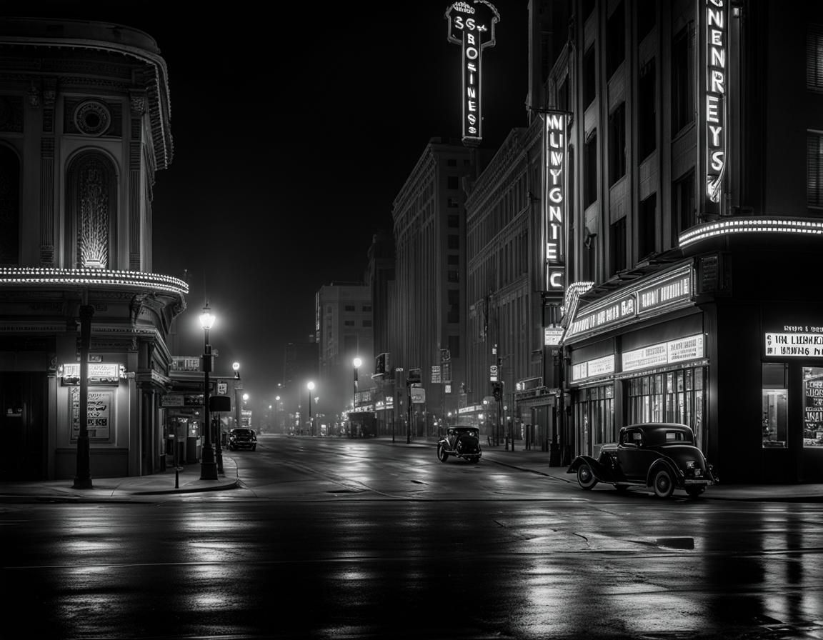 Film Noir Downtown Los Angeles Streetcorner