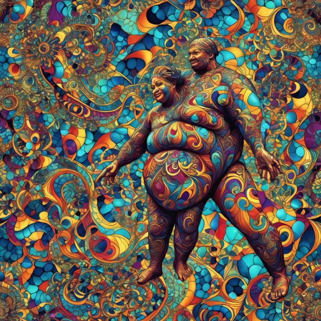 American Couple in Abstract Fractal Vector Art