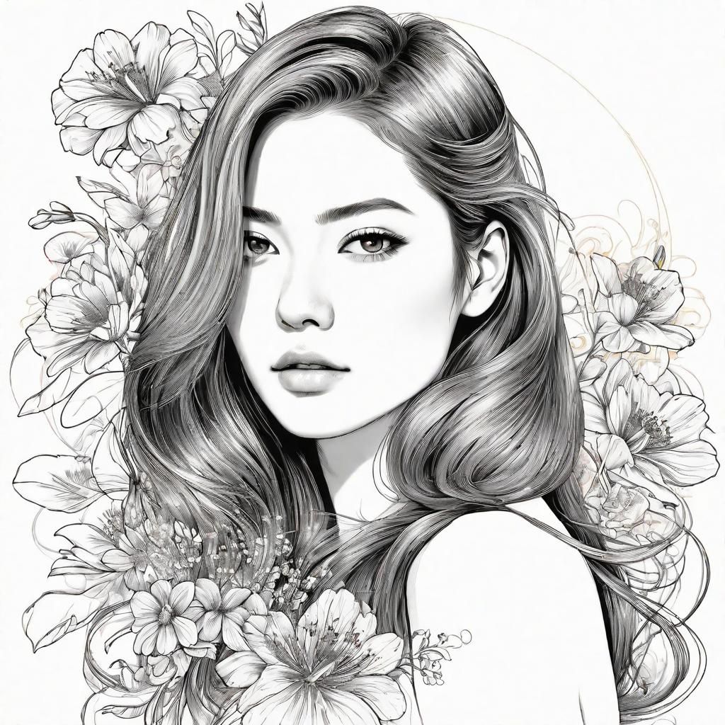 Golden-Red Parabola Line Art with Clear Coat Reflections