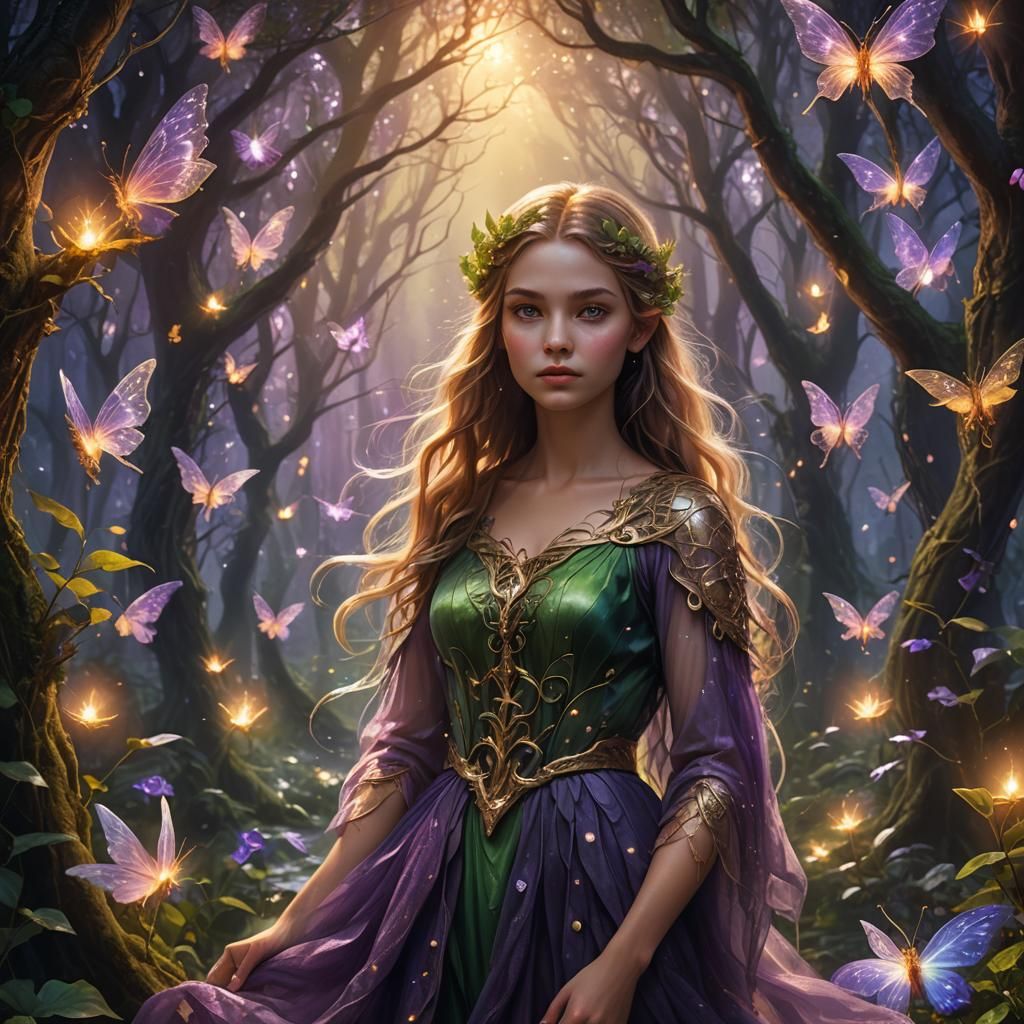 Enchanting Fantasy World with Luminous Fairies, Digital Art