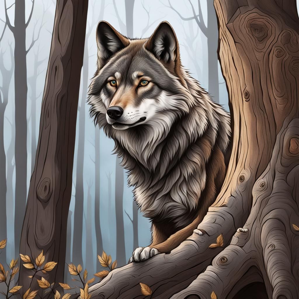 Realistic Drawing of a Wolf Woman