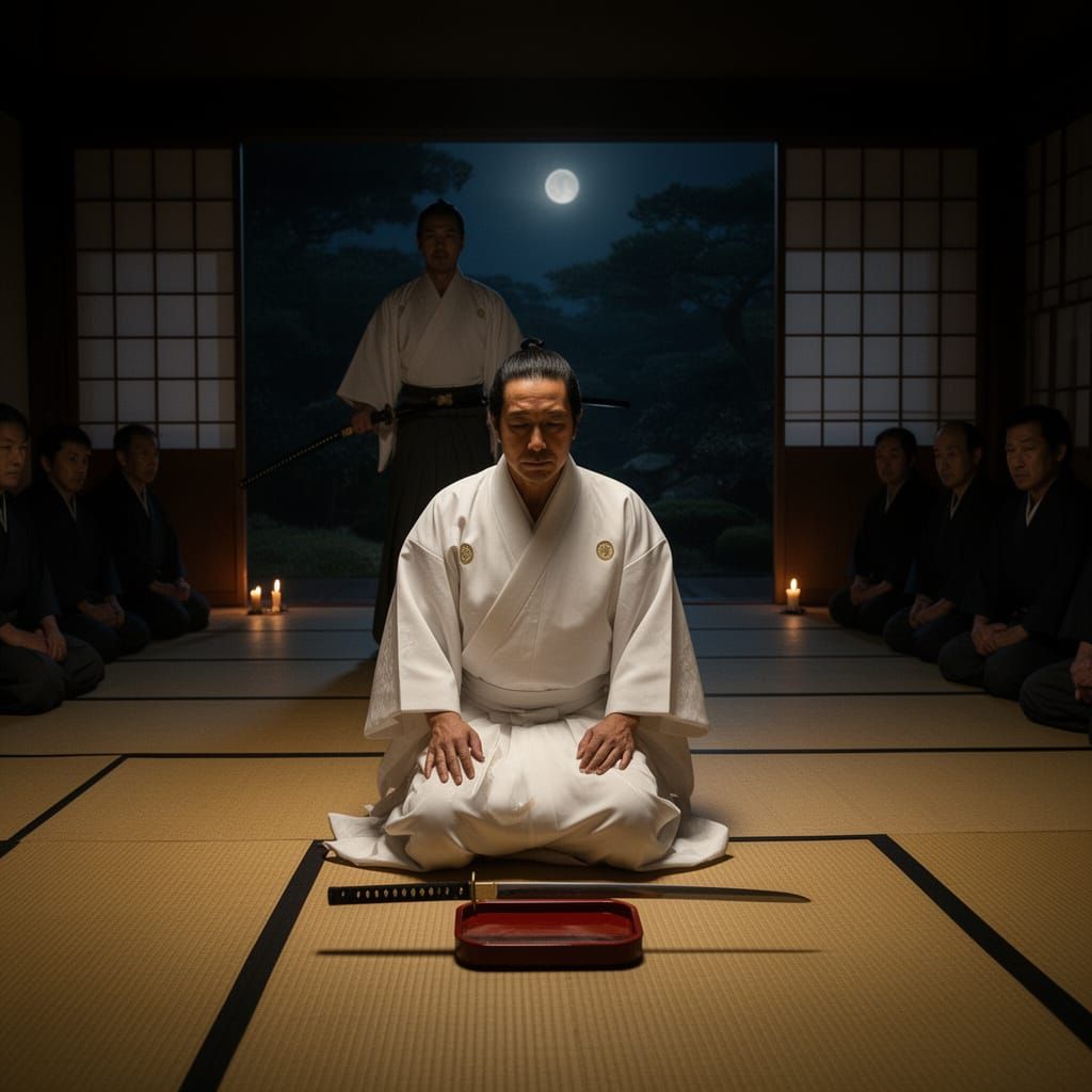 Daimyo Asano Naganori's Seppuku Ritual in Edo Period Home