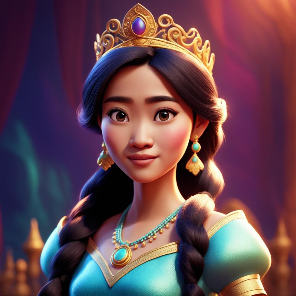 Southeast Asian Disney Princess Portrait as 3D Art