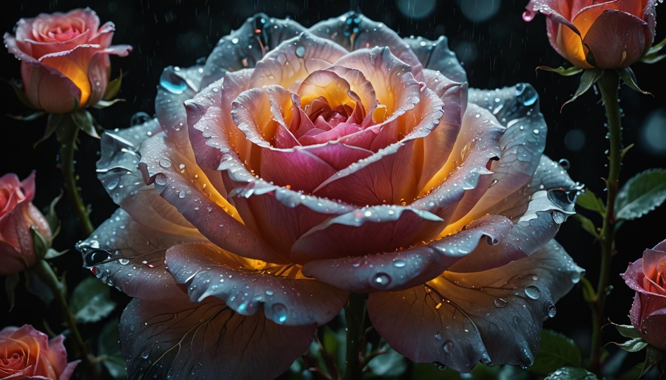 Surreal Glowing Rose in Luminism Photograph Style