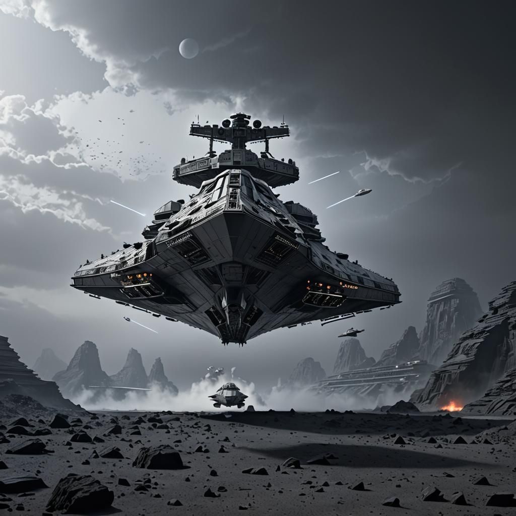 Imperial Star Destroyer in Star Wars Octane Render Style