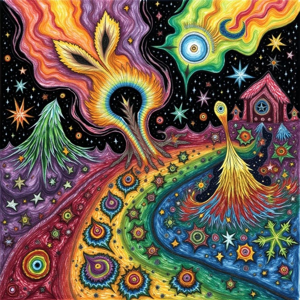 Vibrant Kerfuffle Illustration in Surreal Style