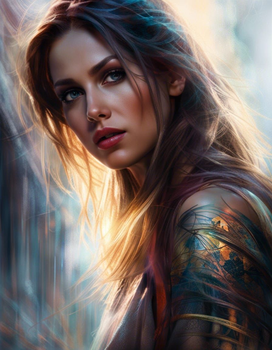 Angry Girl with Ripped Clothes, Splash Art