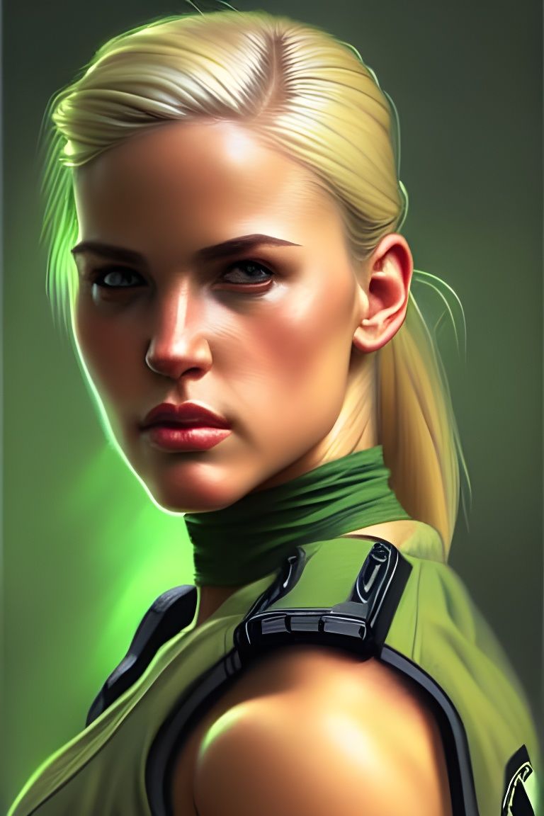 Blonde Soldier Portrait in Comic Book Art Style