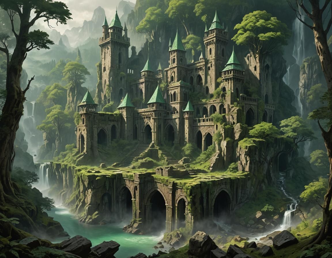Ancient Dandurath Ruins in Valeria Forest, Matte Painting