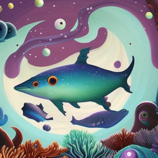 Retro-Futuristic Narwhal with Luminous Horn