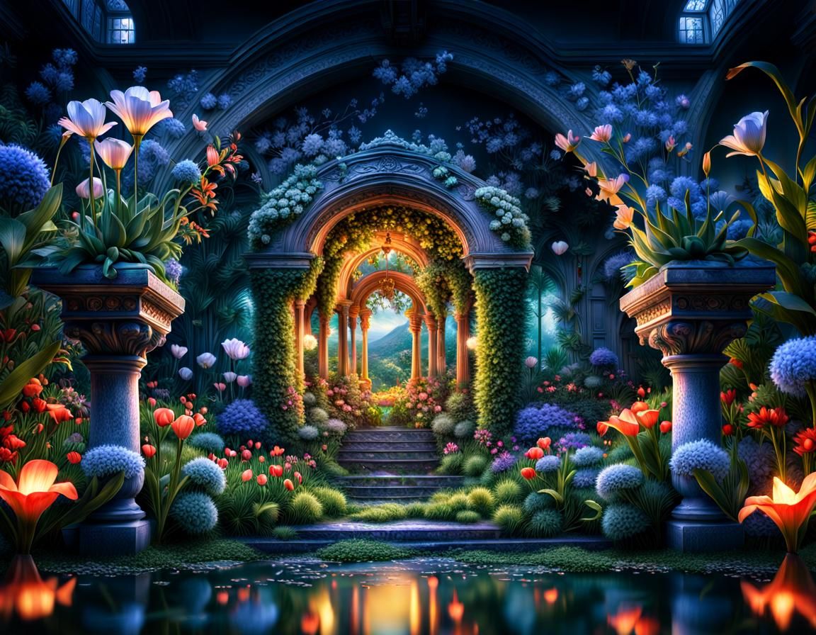 Hyperrealistic Secret Flower Garden in High Resolution