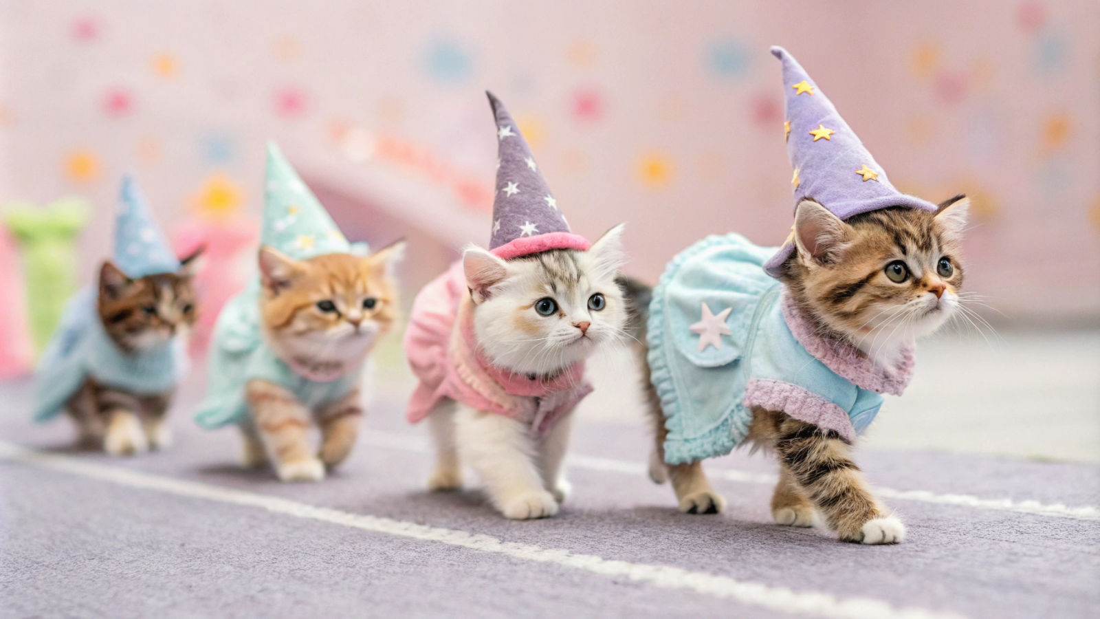 Magical Cats Parade: Cute Desktop Wallpaper