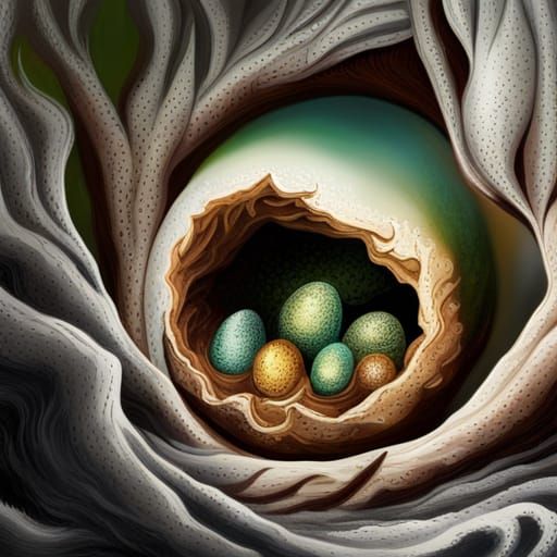 Dragon Protecting Eggs in Cave, Airbrush Style