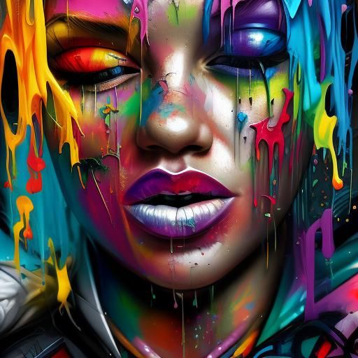 Colorful Graffiti Splash Art in Street Style