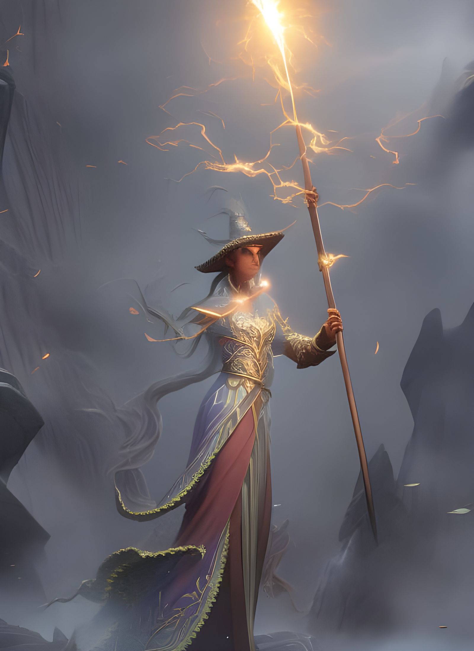Detailed Wizard Concept Art with Dynamic Lighting