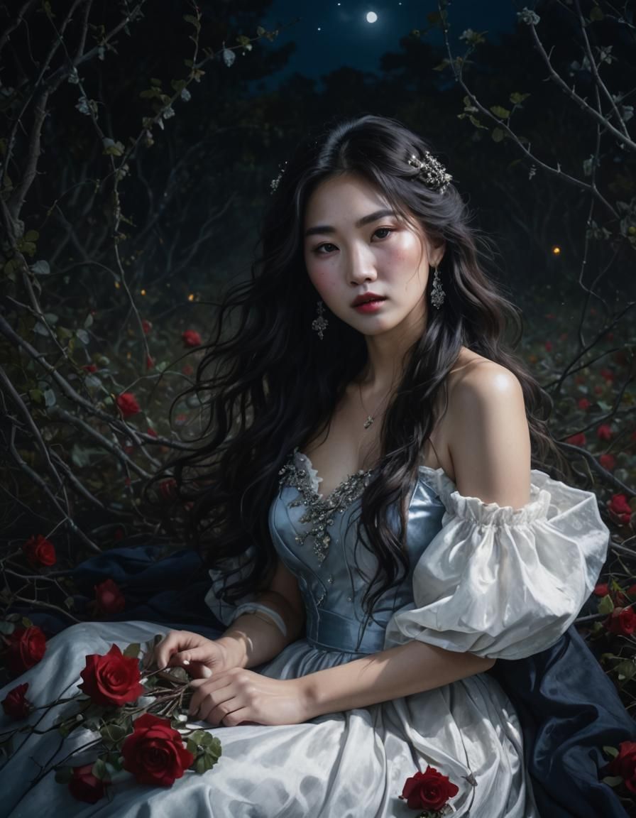 Korean Woman Portrait in Chiaroscuro Style