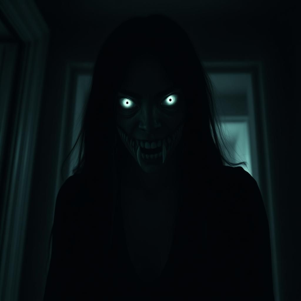 Haunting Female Ghost Silhouette in Lovecraftian Style