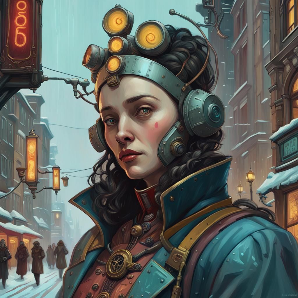 Cyberpunk Sinterklaas Portrait in Clair-obscur Style