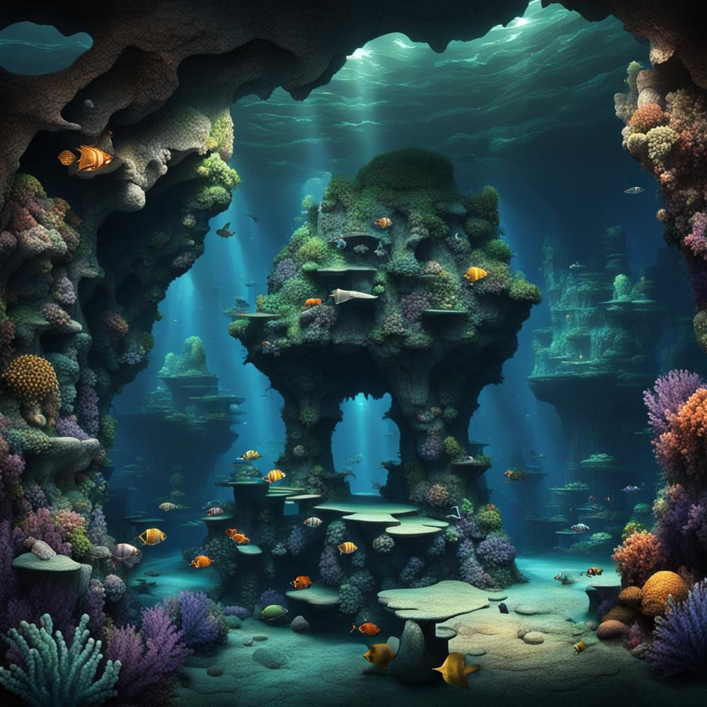 Mysterious Underwater Cave in Deep Ocean