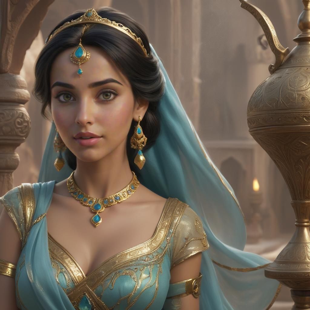 Hyper-Realistic Princess Jasmine Illustration