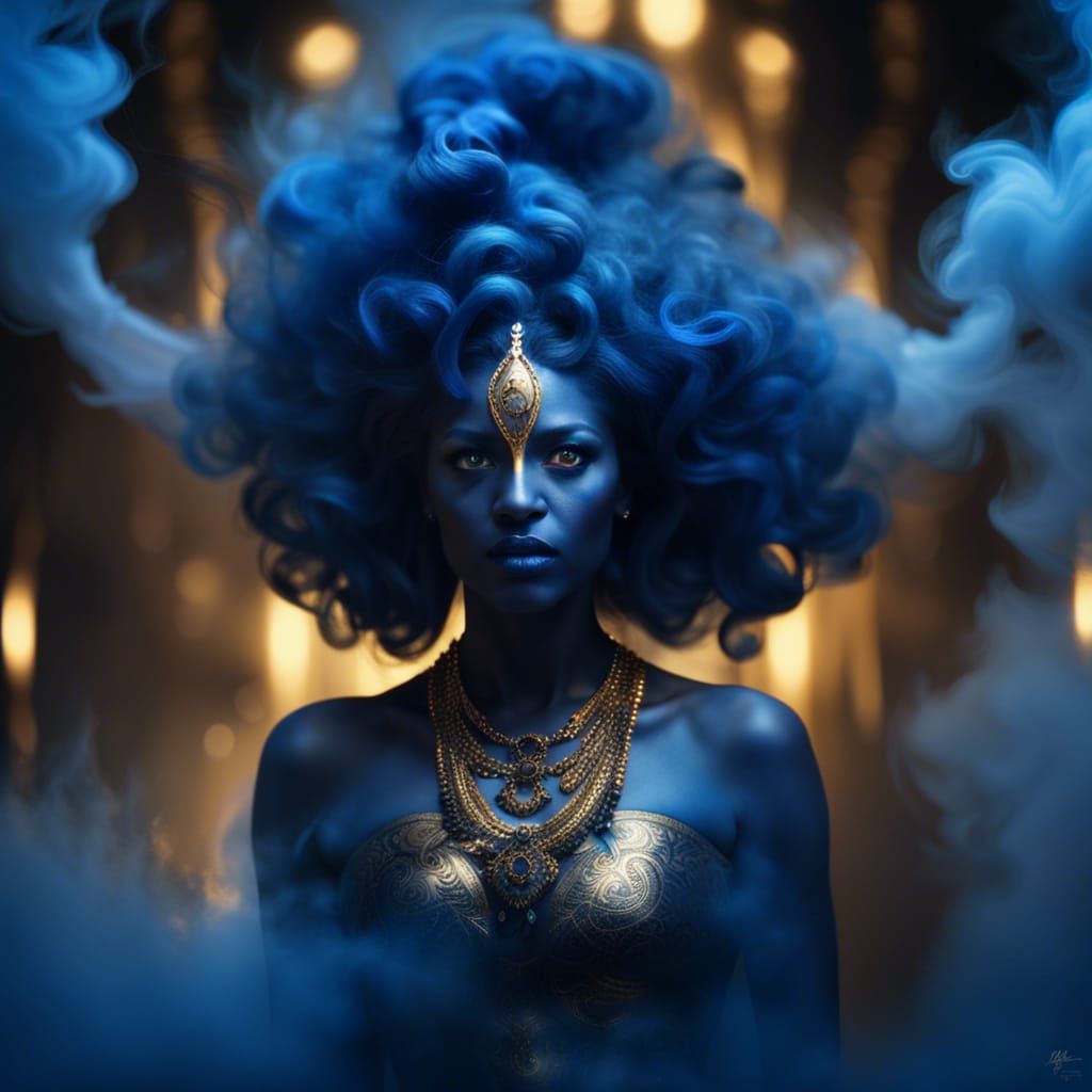 Female Genasi Warlock with a Genie Patron