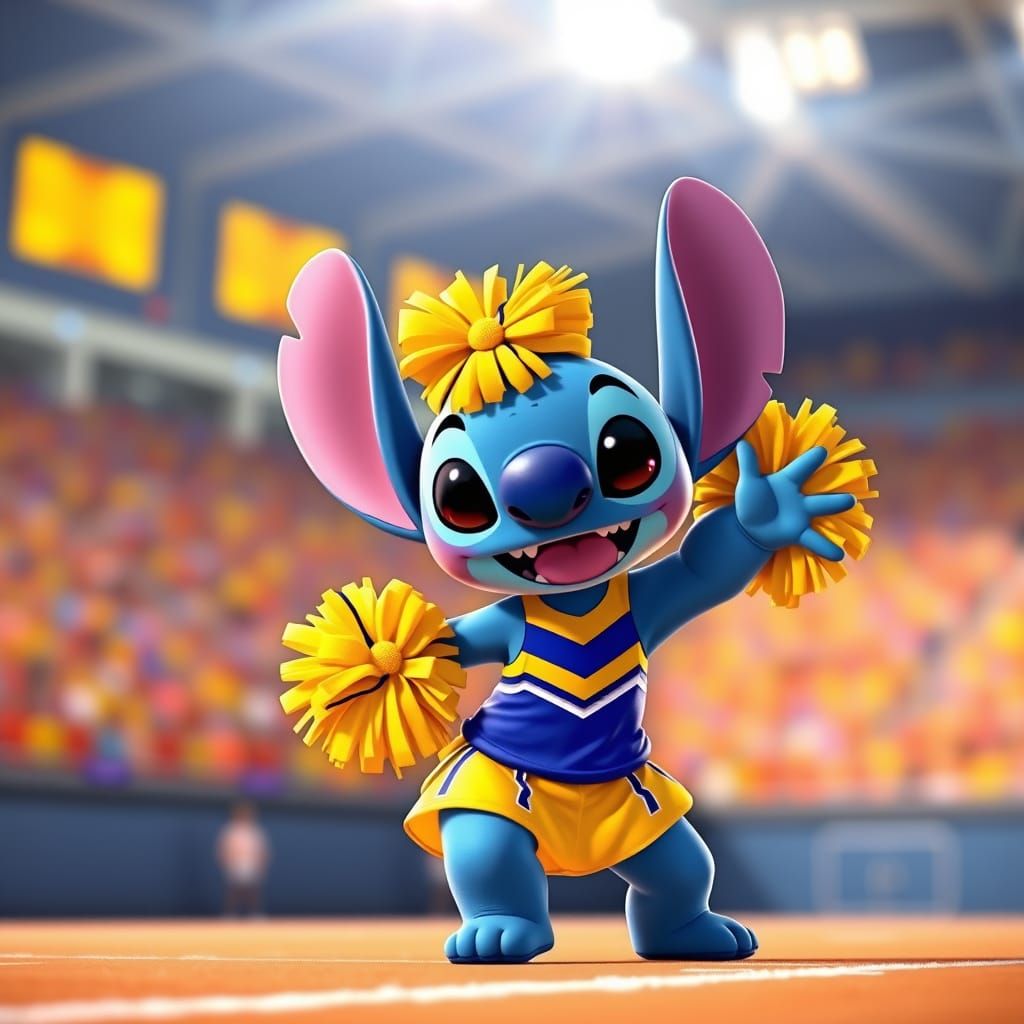 Stitch Cheerful Cheerleader in Dynamic Pose