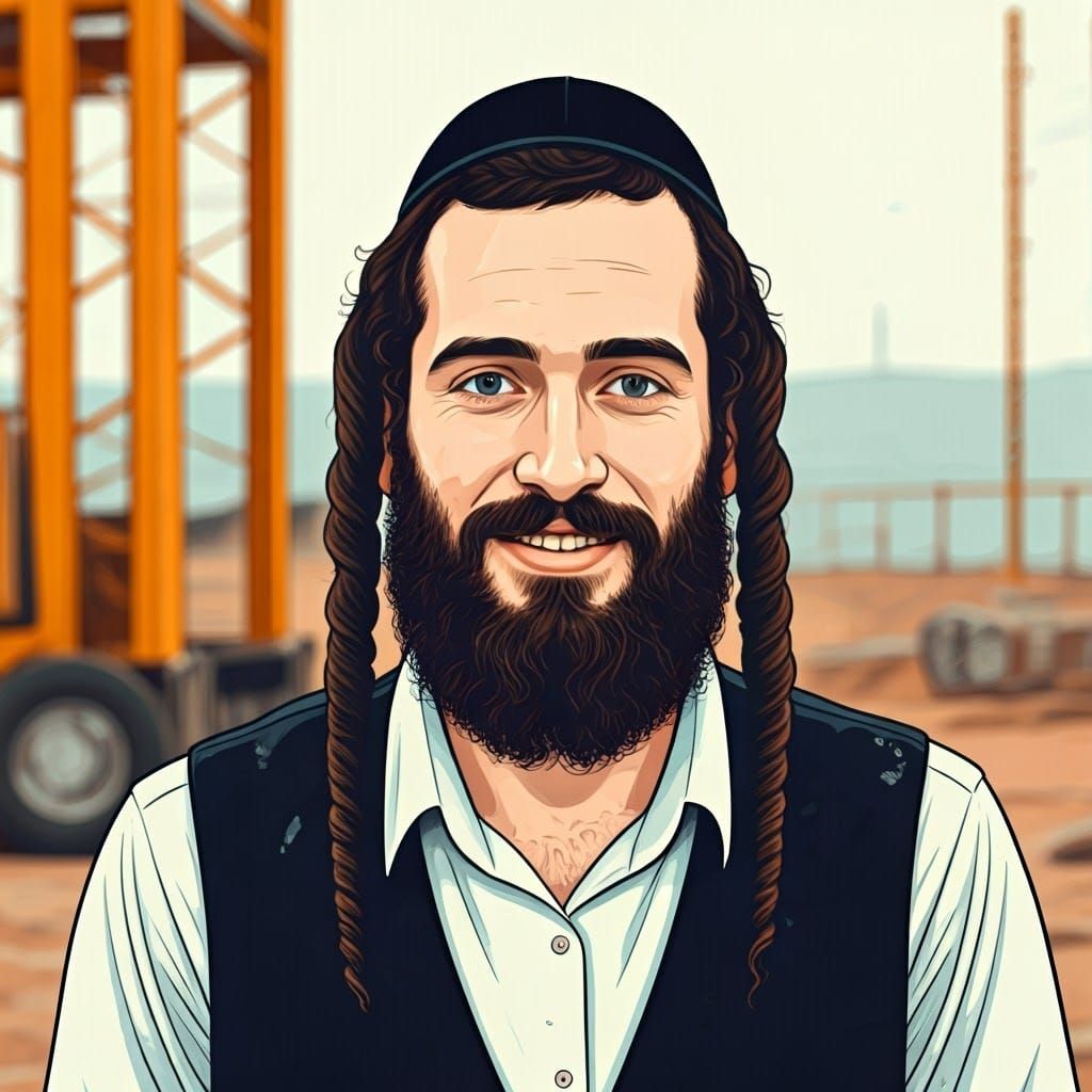 Modern Hasidic Man Against Urban Background