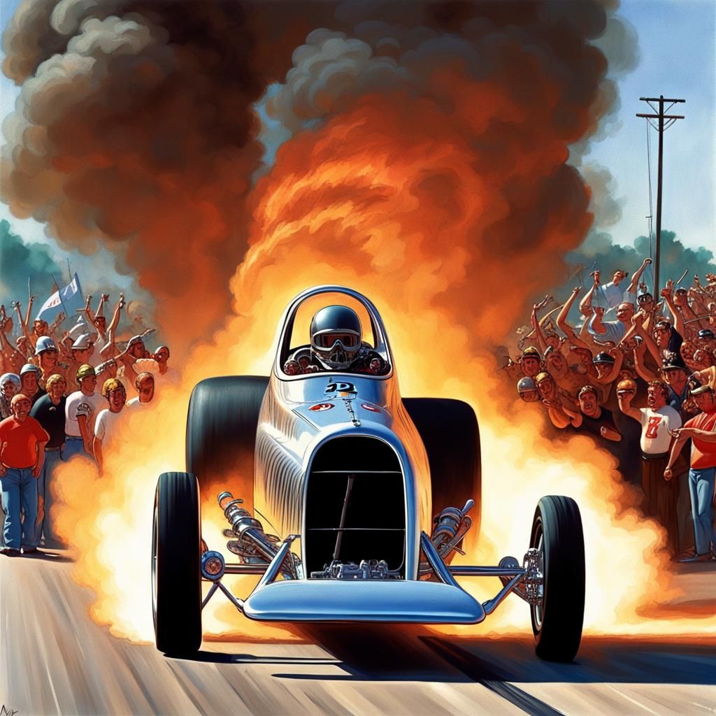 Dragster Start Inspired by Ed Roth's Auto-Destructive Art