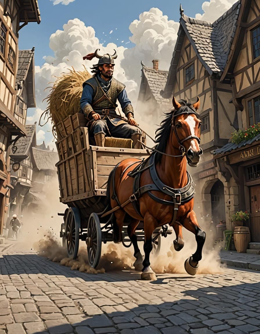 Medieval Horse Cart Drifting: An Anachronistic Illustration