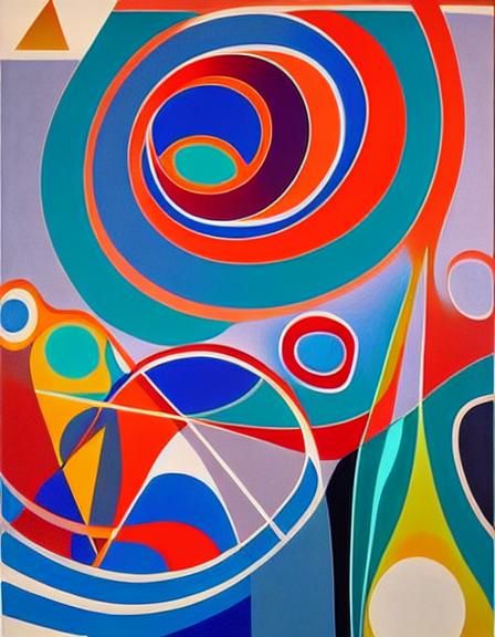 Surreal Geometric River in Vibrant Neon Colors